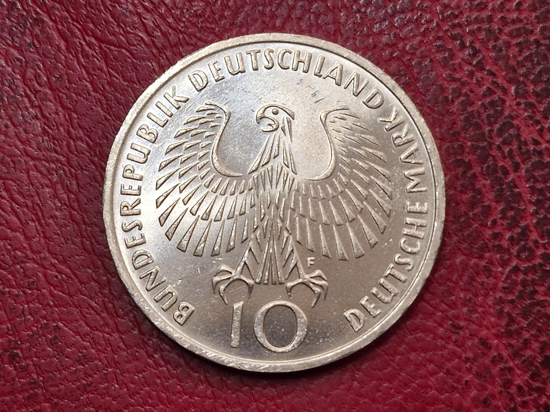 Vokietija 10 markių, 1972F KM# 135 AG Liepsna