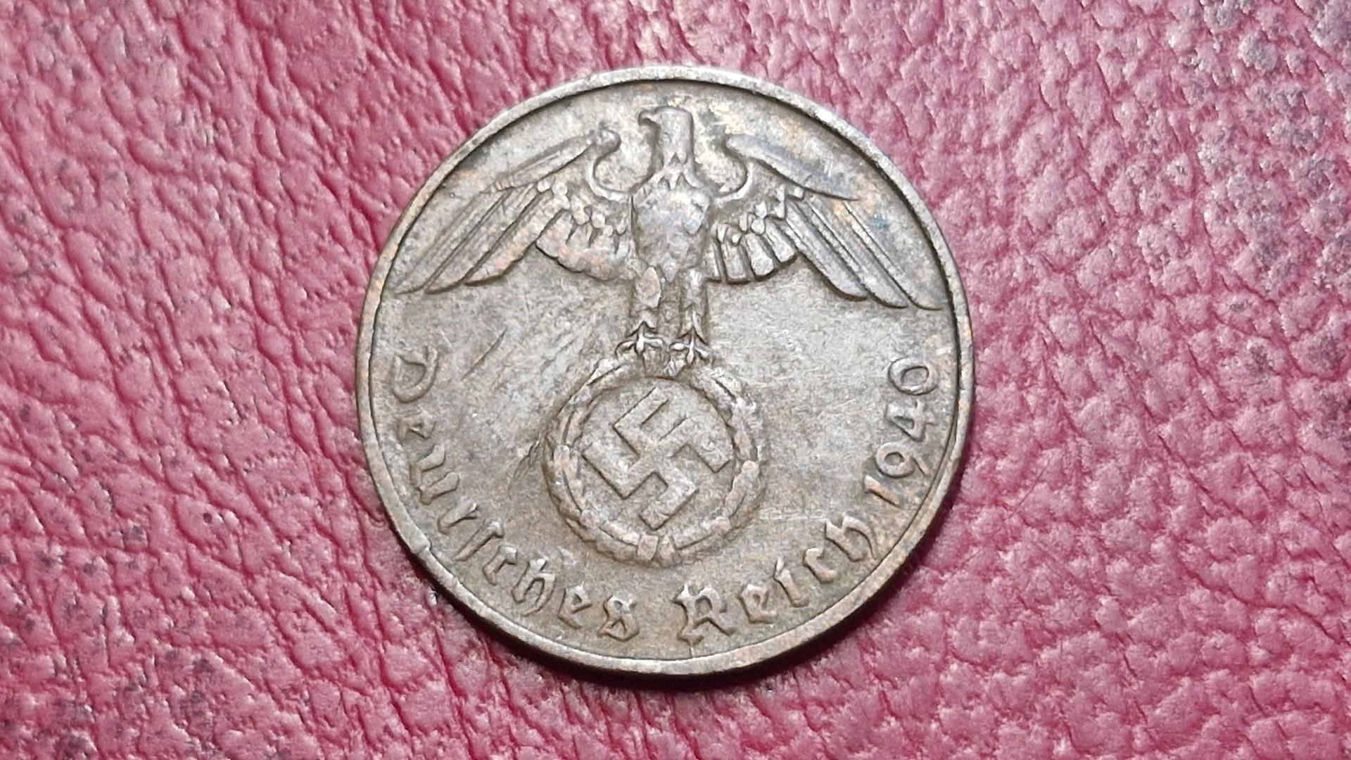 Trečiasis Reichas 2 reichspfenigai, 1940D KM# 90