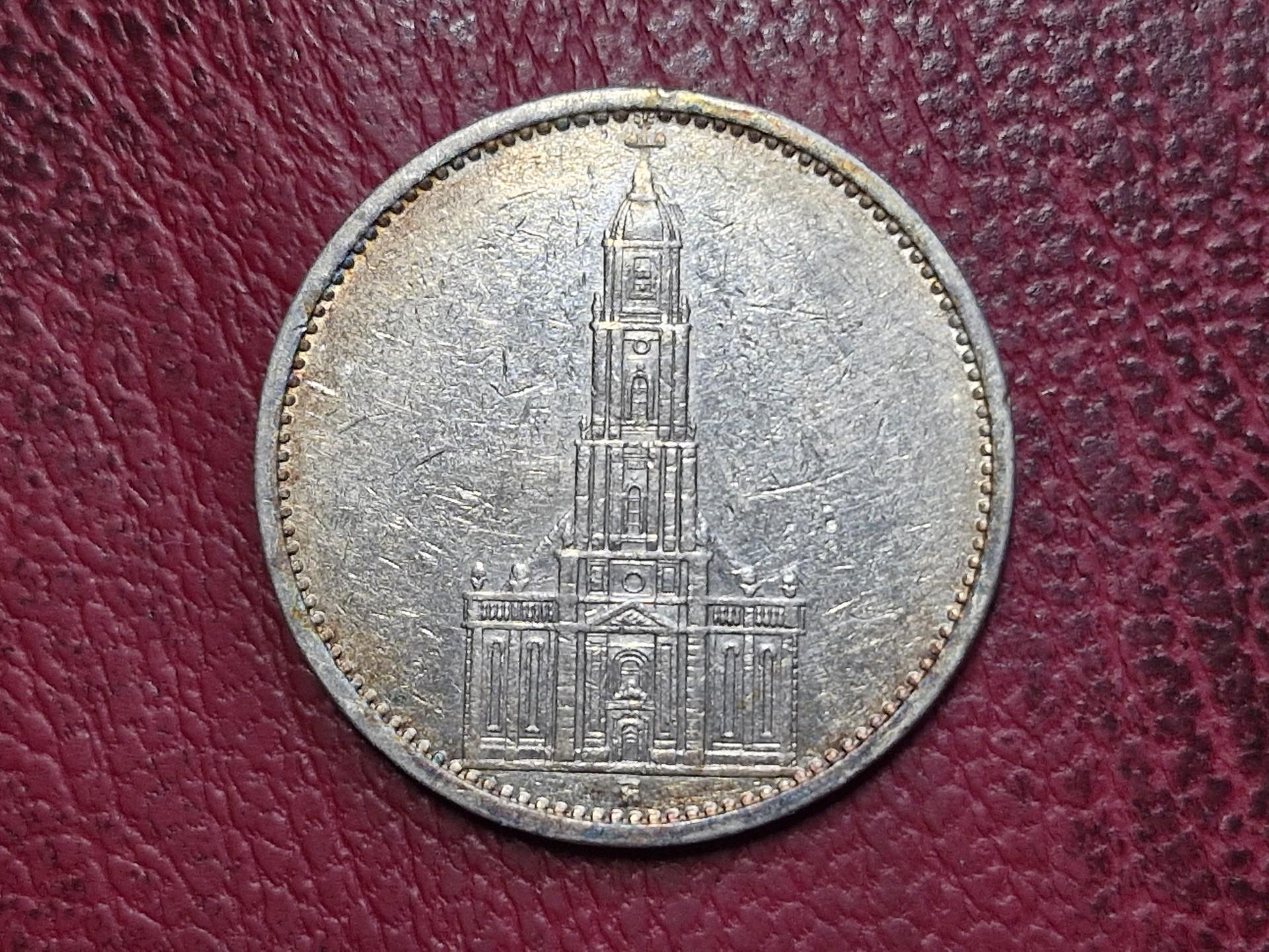 Trečiasis Reichas 5 reichsmarkės, 1934A AG 0.900