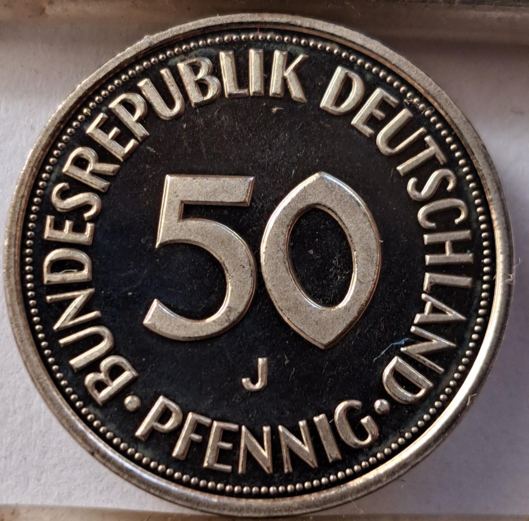 Vokietija 50 pfenigų J 2000 Proof UNC KM#109 (7783)