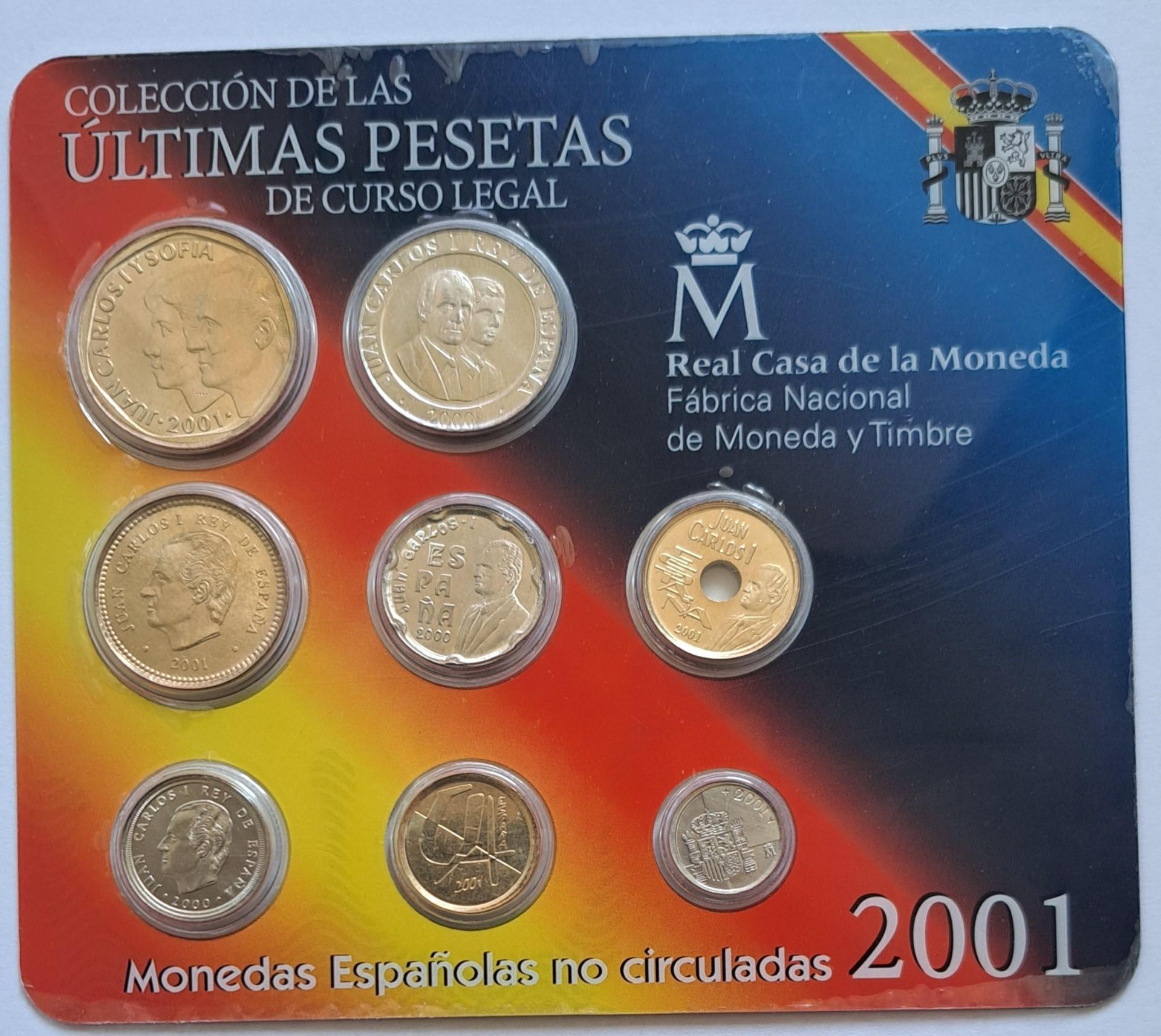 Ispanija 8 monetų setas 2001 (7785)