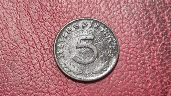 Trečiasis Reichas 5 reichspfenigai, 1940E KM# 100