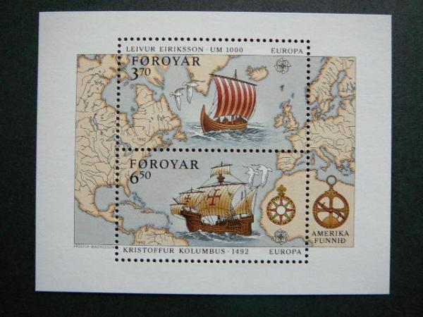 Farerai 1992 K.Kolumbas Burlaiviai Europa MNH