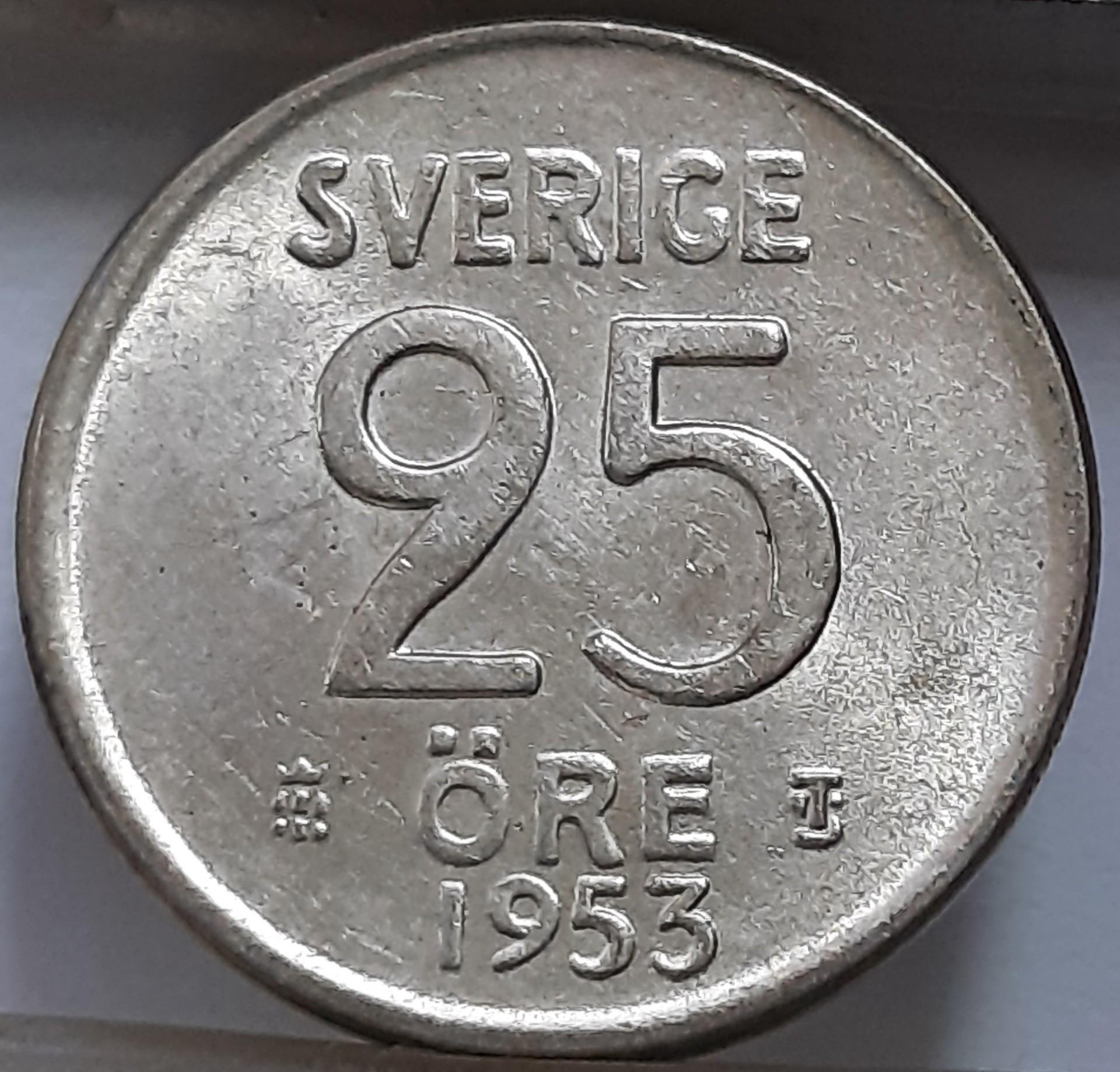 Švedija 25 erės 1953 KM#824 (7810)