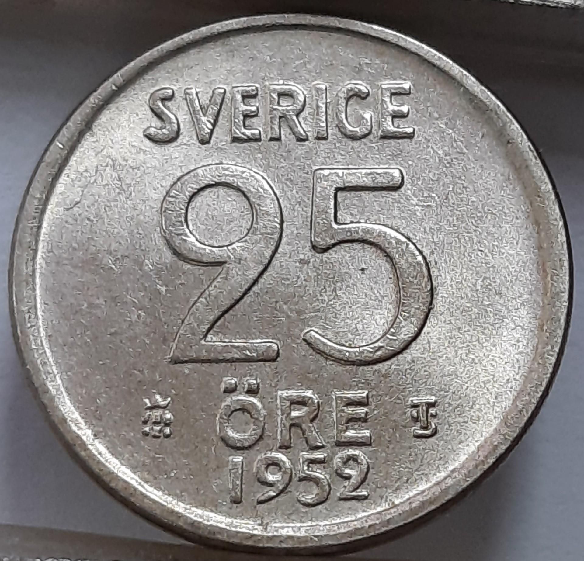 Švedija 25 erės 1952 KM#824 (7806)