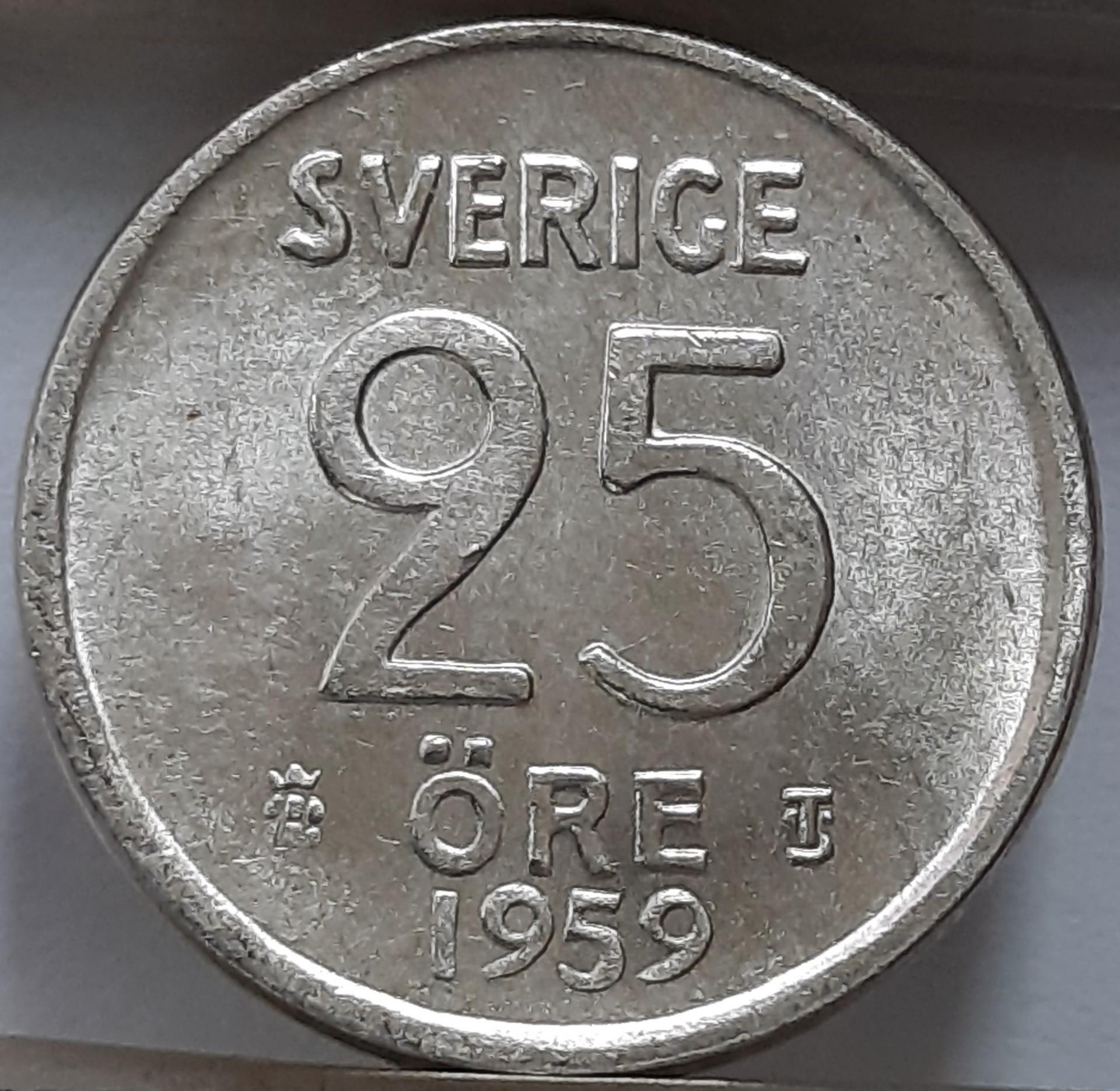 Švedija 25 erės 1959 KM#824 (7805)