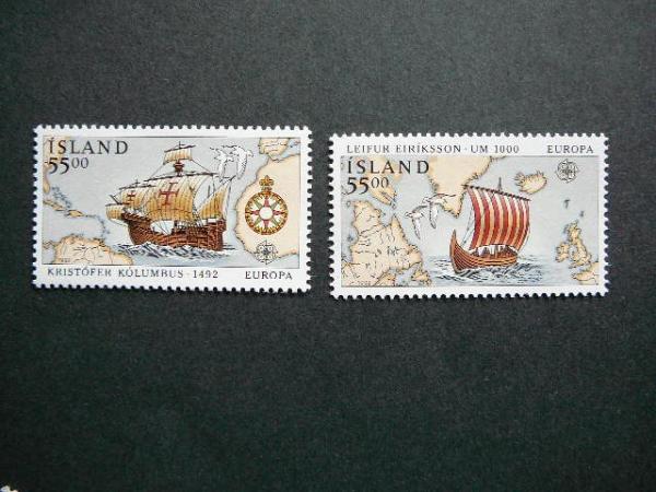 Islandija 1992 Kolumbas Burlaiviai Europa MNH #3