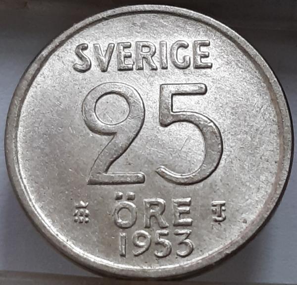 Švedija 25 erės 1953 KM#824 (7807)