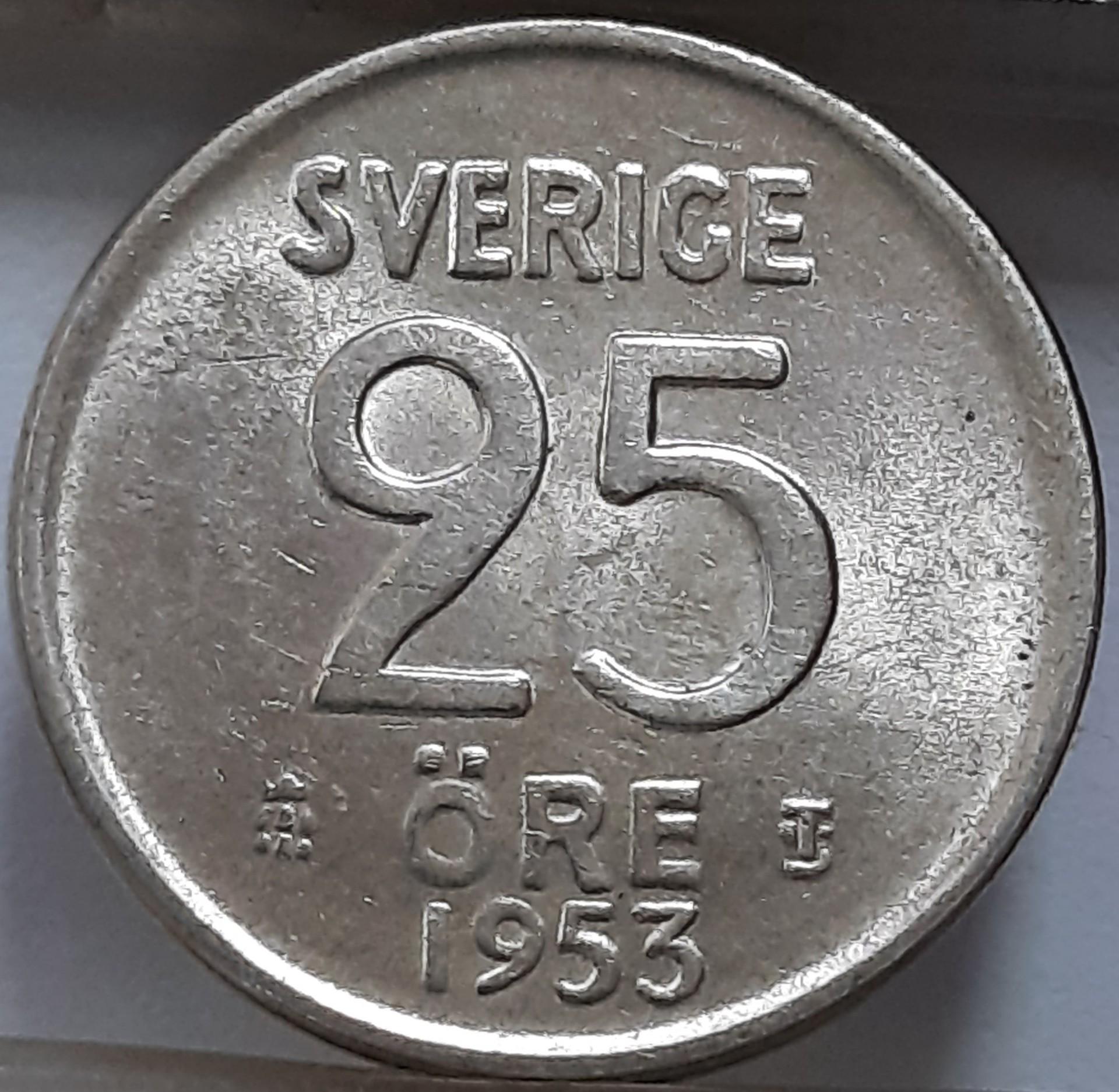 Švedija 25 erės 1953 KM#824 (7809)