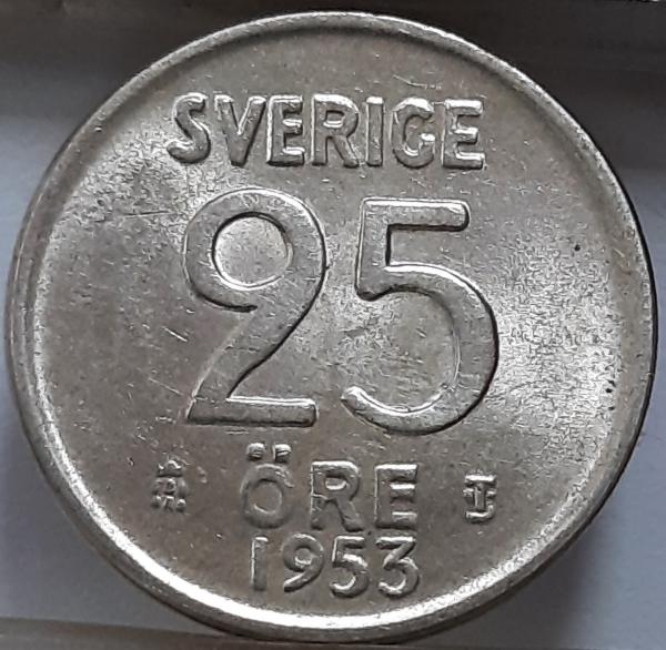 Švedija 25 erės 1953 KM#824 (7809)