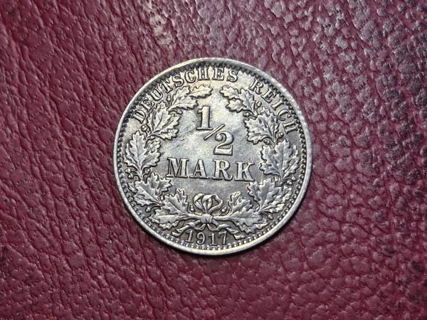 Vokietija ½ markės, 1917A KM# 17 AG 0.900