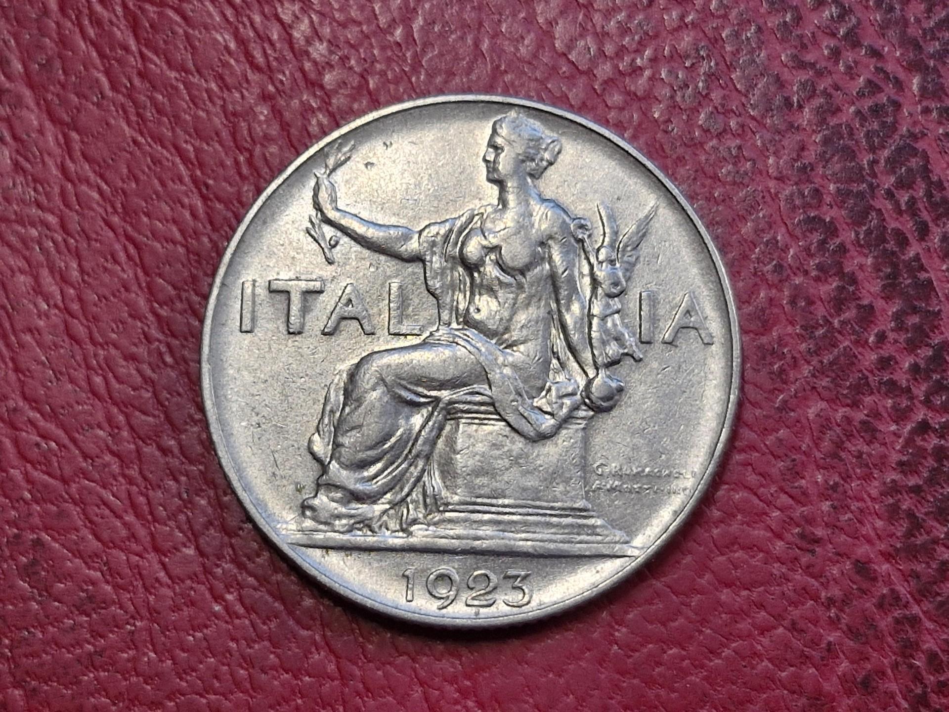 Italija 1 lira, 1923 KM# 62