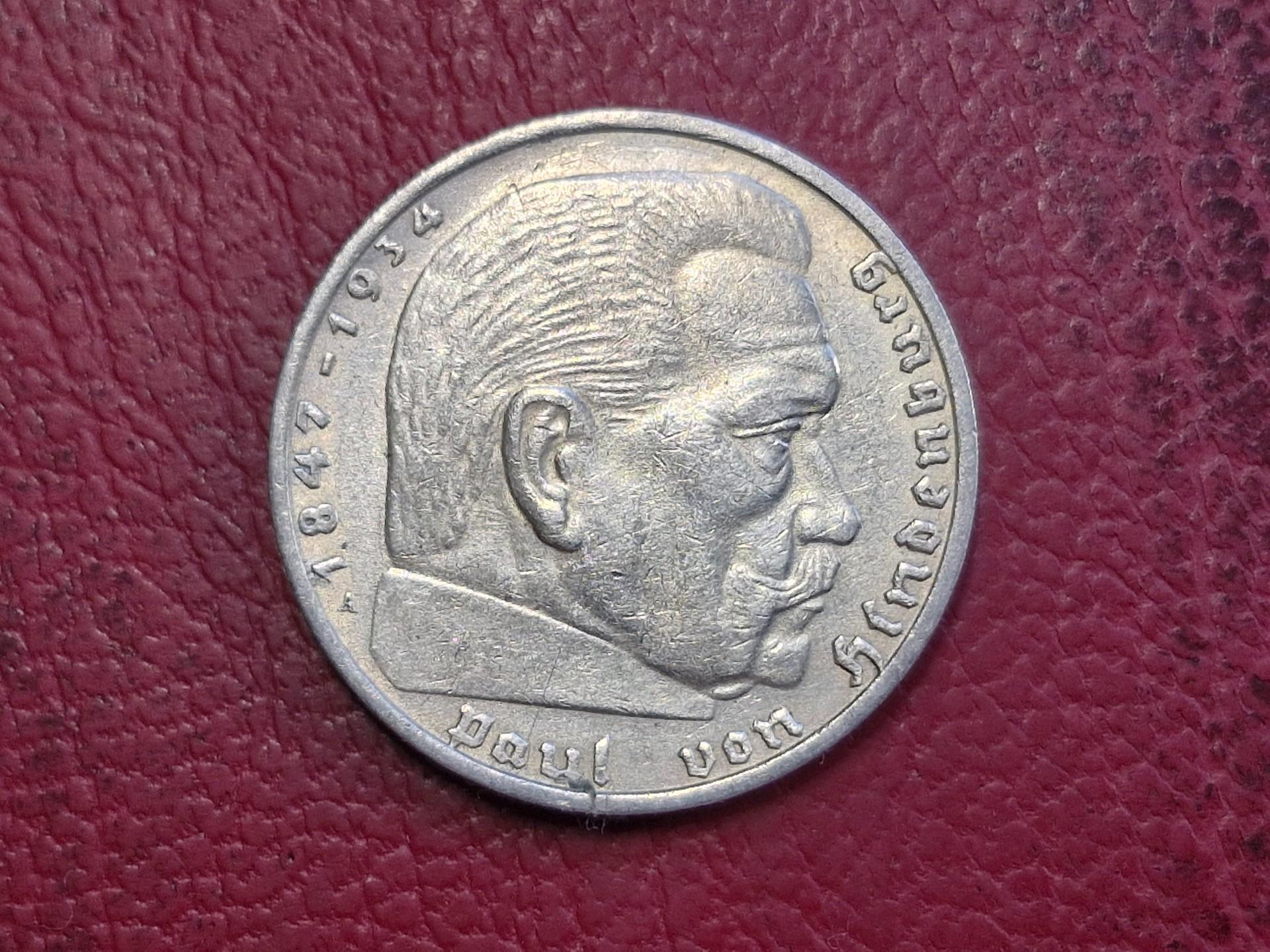 Trečiasis Reichas 2 reichsmarkės, 1937A KM# 93 AG