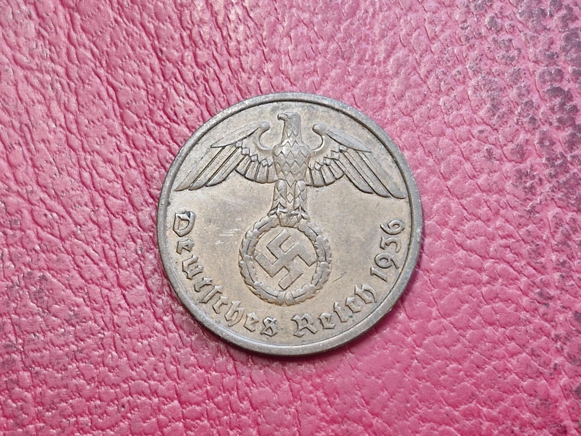 Trečiasis Reichas 2 reichspfenigai, 1936a Km# 90