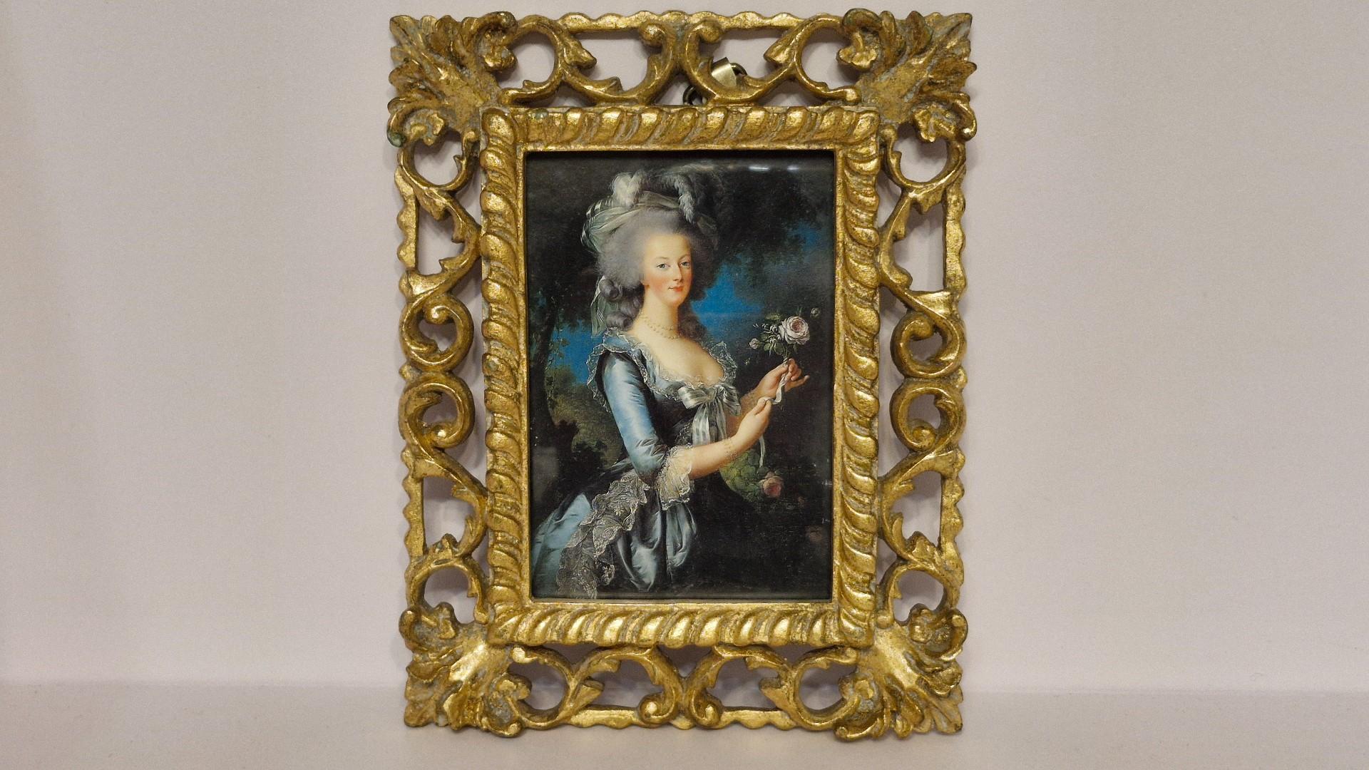 Marie Antoinette atvirutė senam rėmelyje