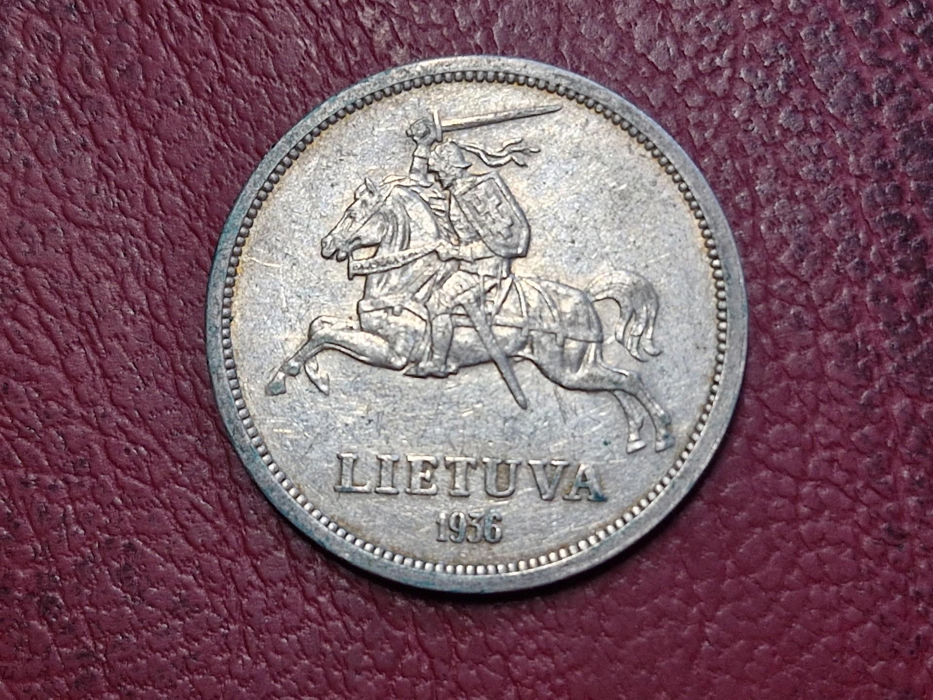 Lietuva 5 litai, 1936 KM# 82 AG 0.750