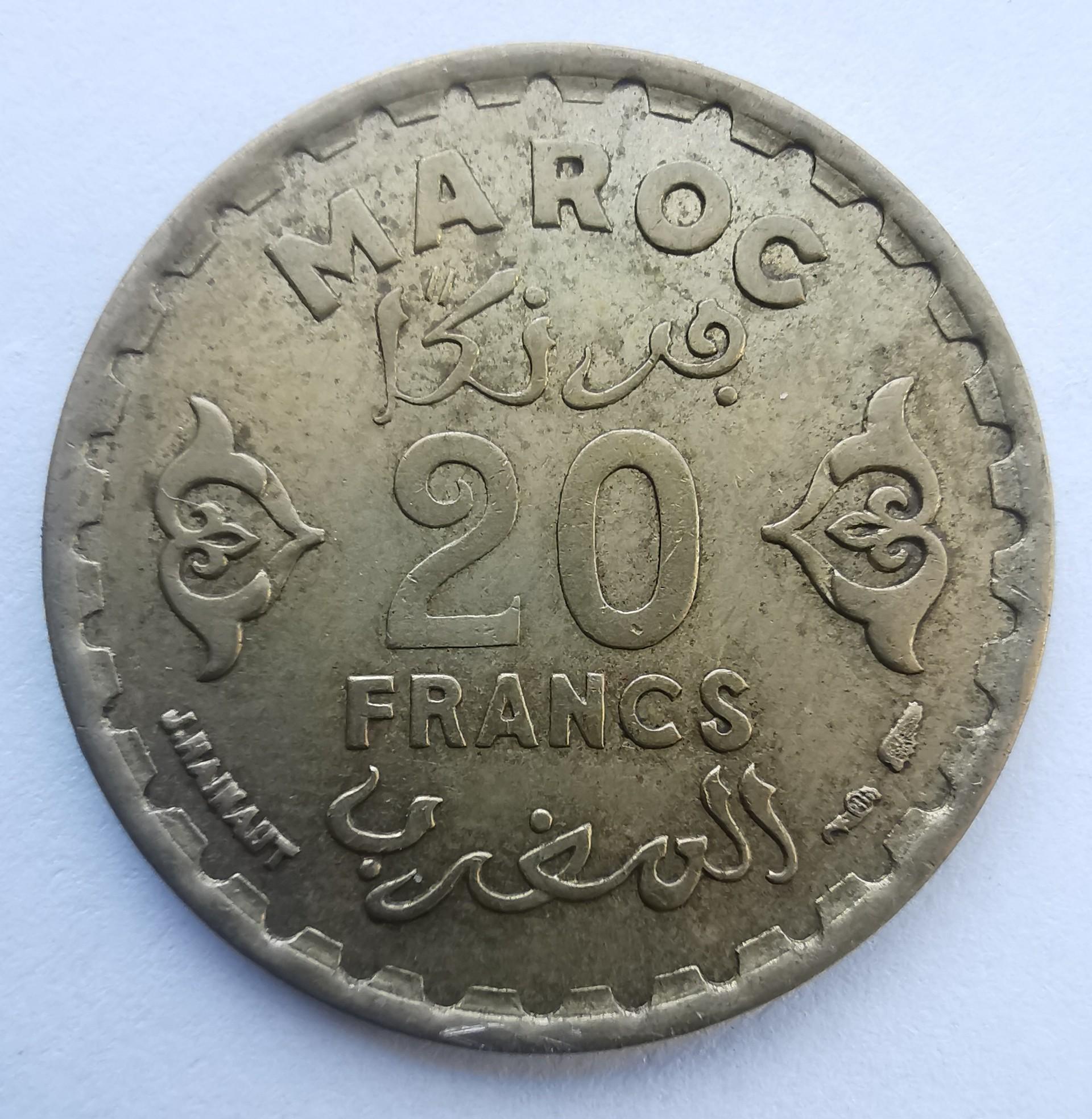 Marokas 20 frankų 1951