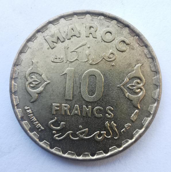 Marokas 10 frankų 1951