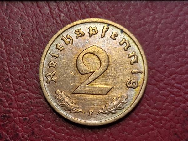 Trečiasis Reichas 2 reichspfenigai, 1938F KM# 90