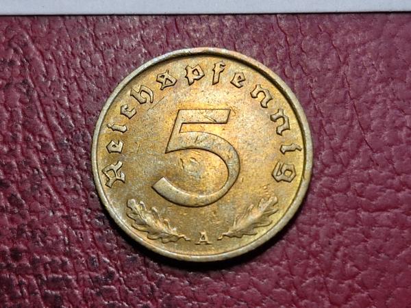 Trečiasis Reichas 5 reichspfenigai, 1939A KM# 91