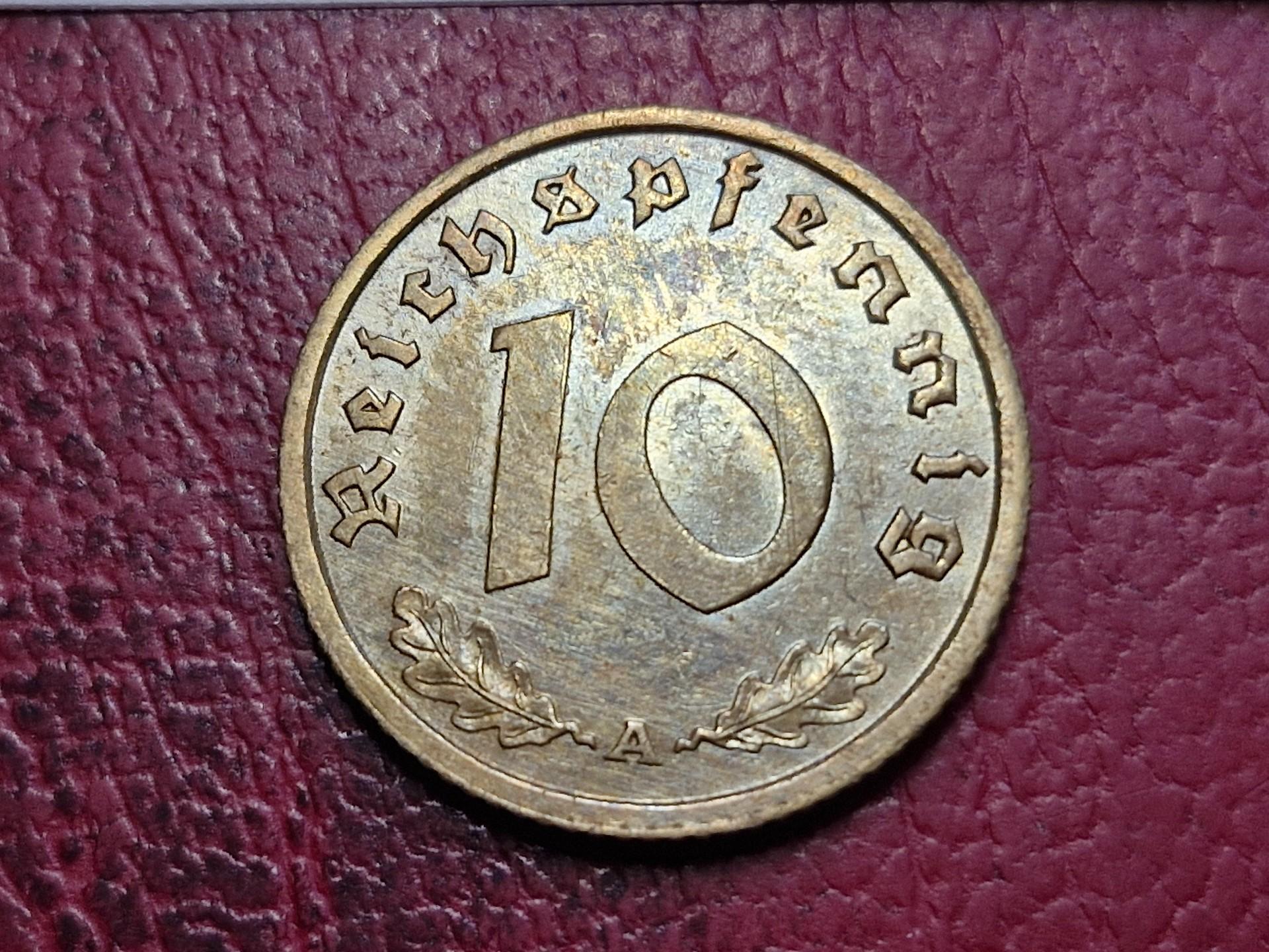 Trečiasis Reichas 10 reichspfenigų, 1939A KM# 92