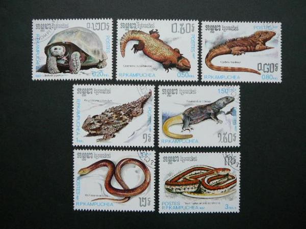 Kampucija 1987 Gyvates Vezliai Reptilijos antsp. #