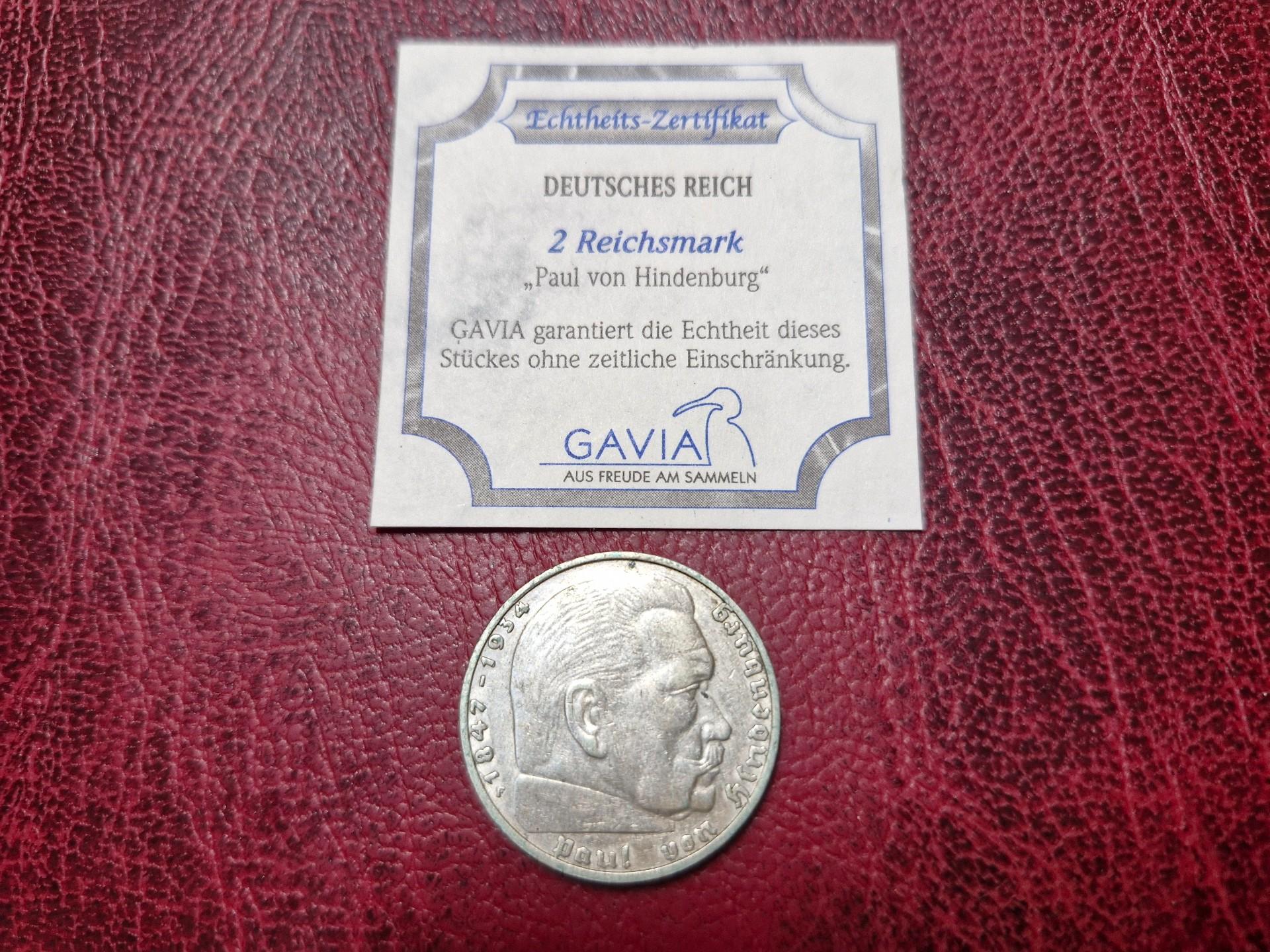 Trečiasis Reichas 2 reichsmarkės, 1938F AG GAVIA