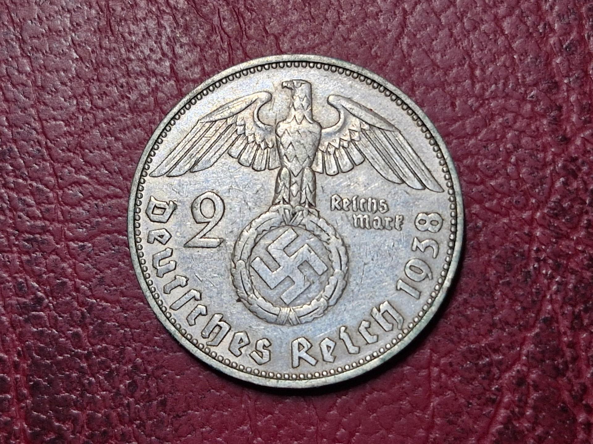 Trečiasis Reichas 2 reichsmarkės, 1938F AG GAVIA