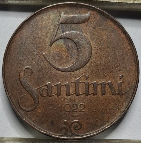 Latvija 5 santimai 1922 KM#3 (7828)