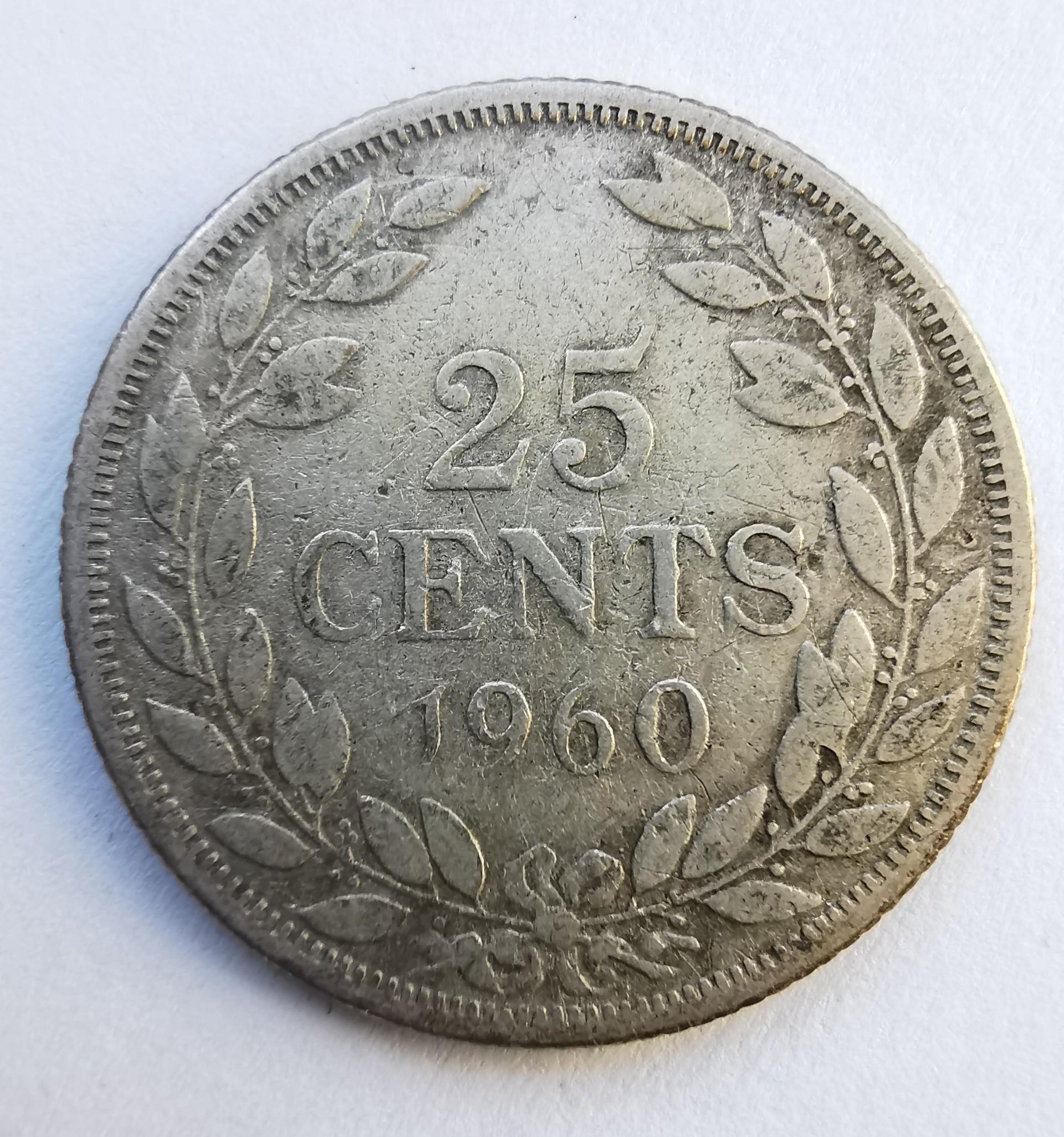 Liberija 25 c 1960 sidabras