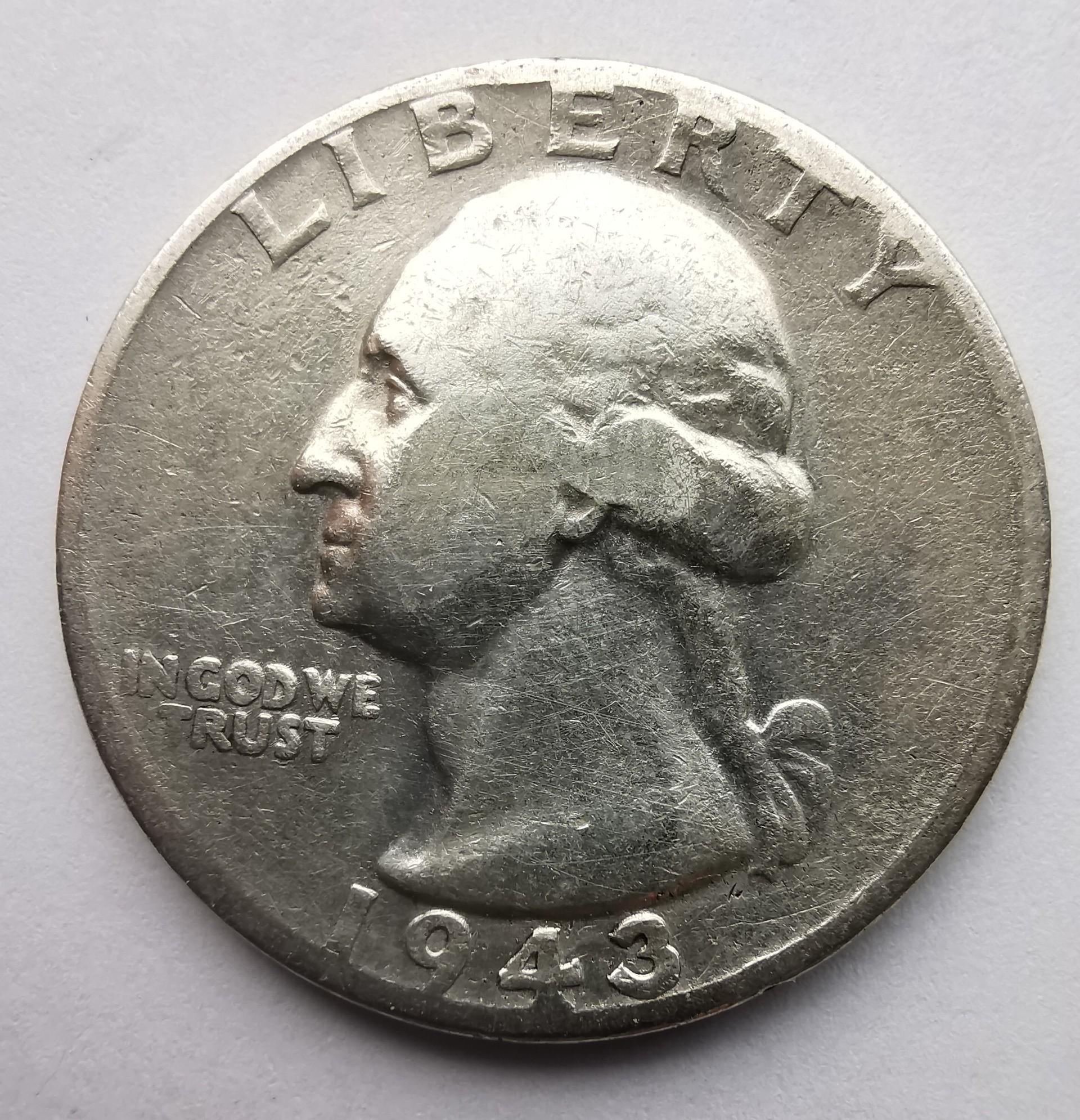 JAV 1/4 dolerio 1943 sidabras 