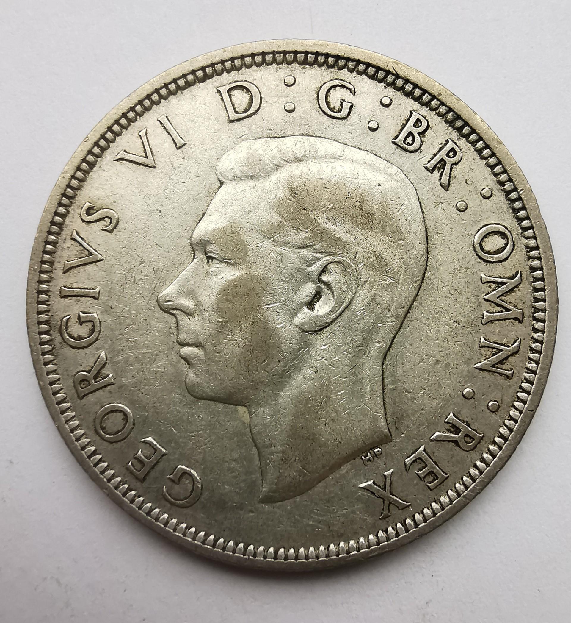 Didžioji Britanija 1/2 kronos 1941 sidabras 