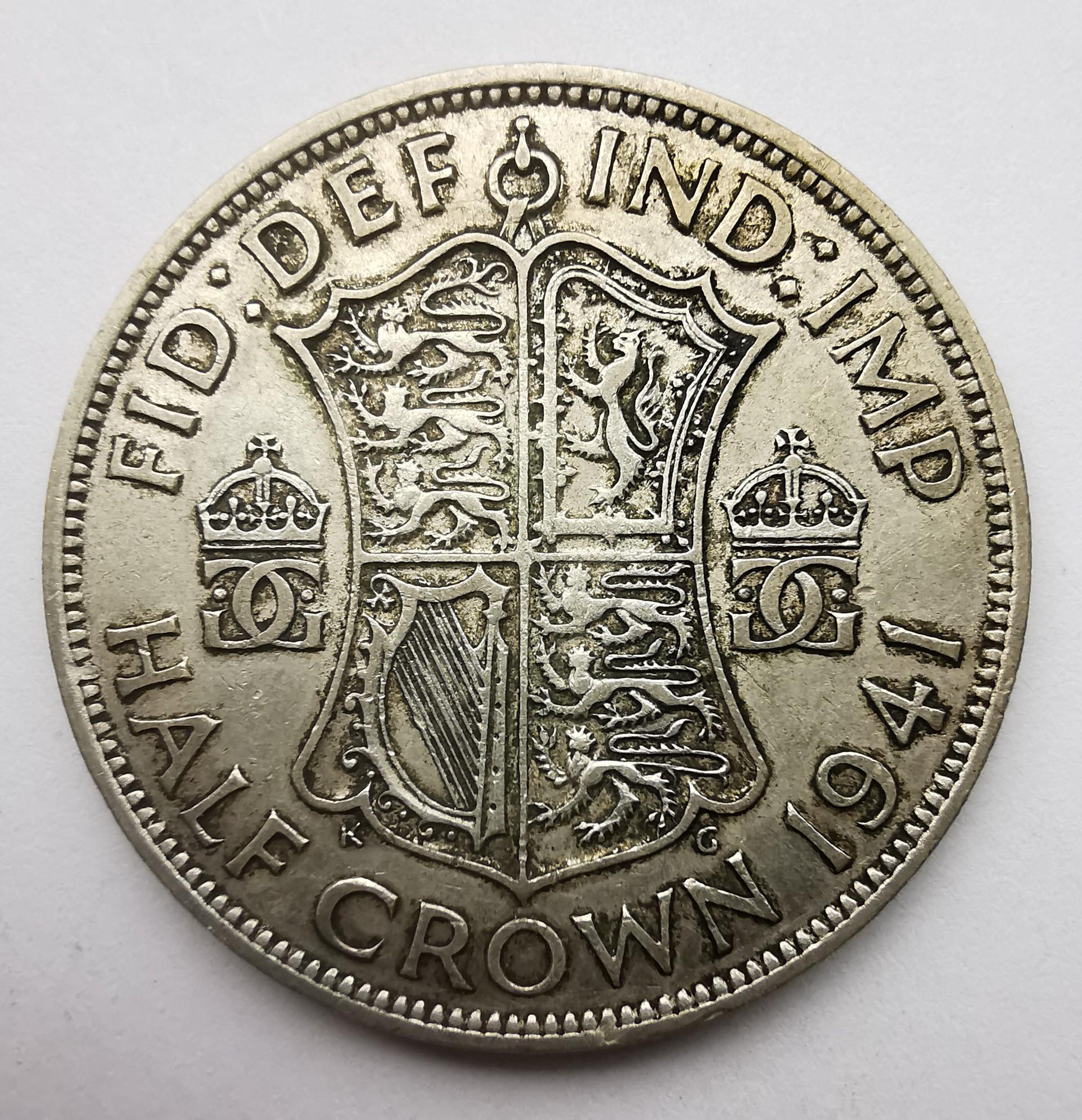 Didžioji Britanija 1/2 kronos 1941 sidabras 