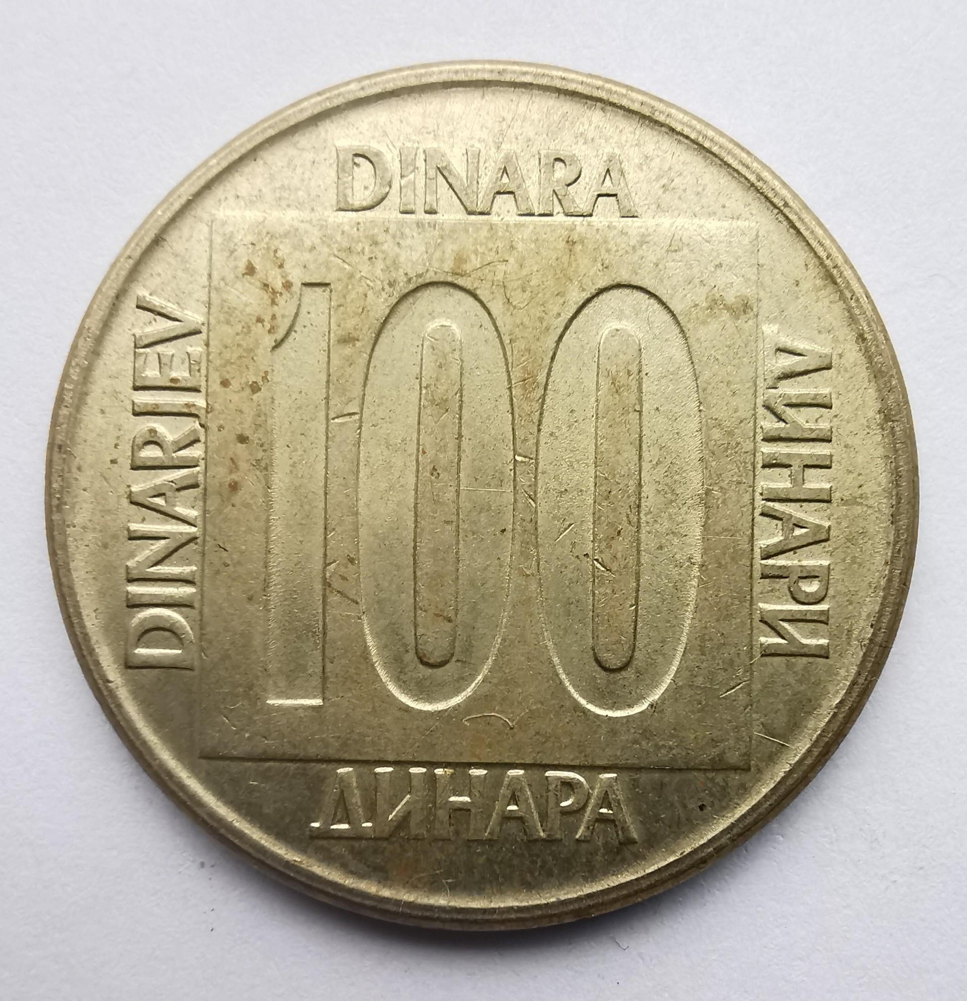 Jugoslavija 100 dinarų 1989