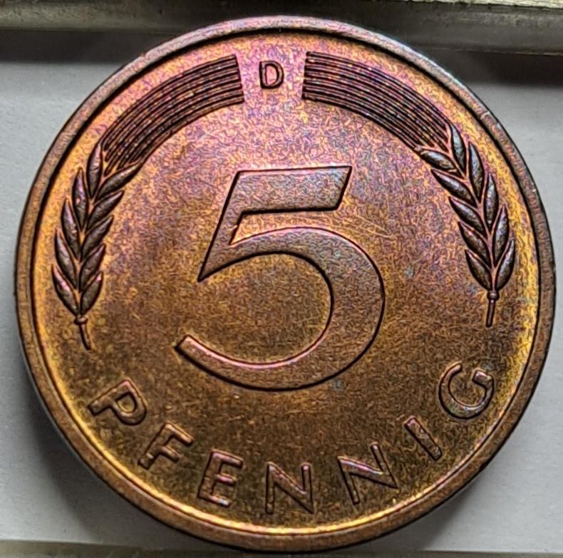 Vokietija 5 pfenigai D 1984 KM#107 (7843)
