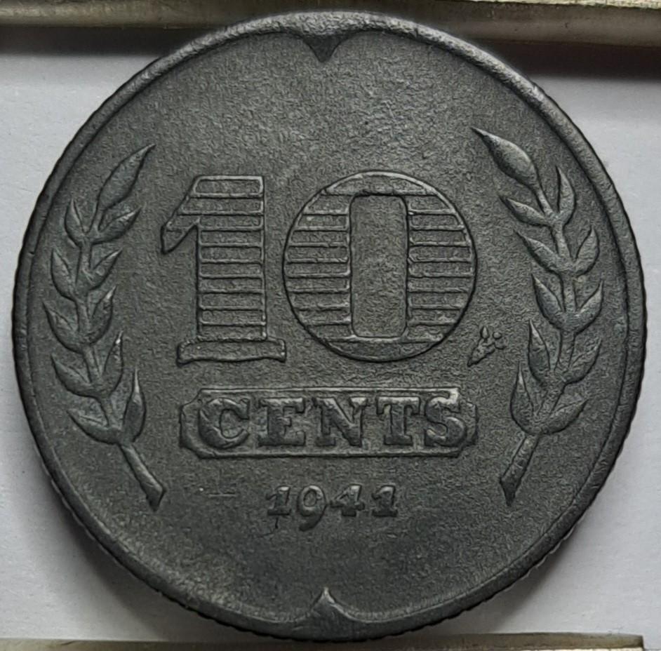 Nyderlandai 10 centų 1941 KM#173 (7838)