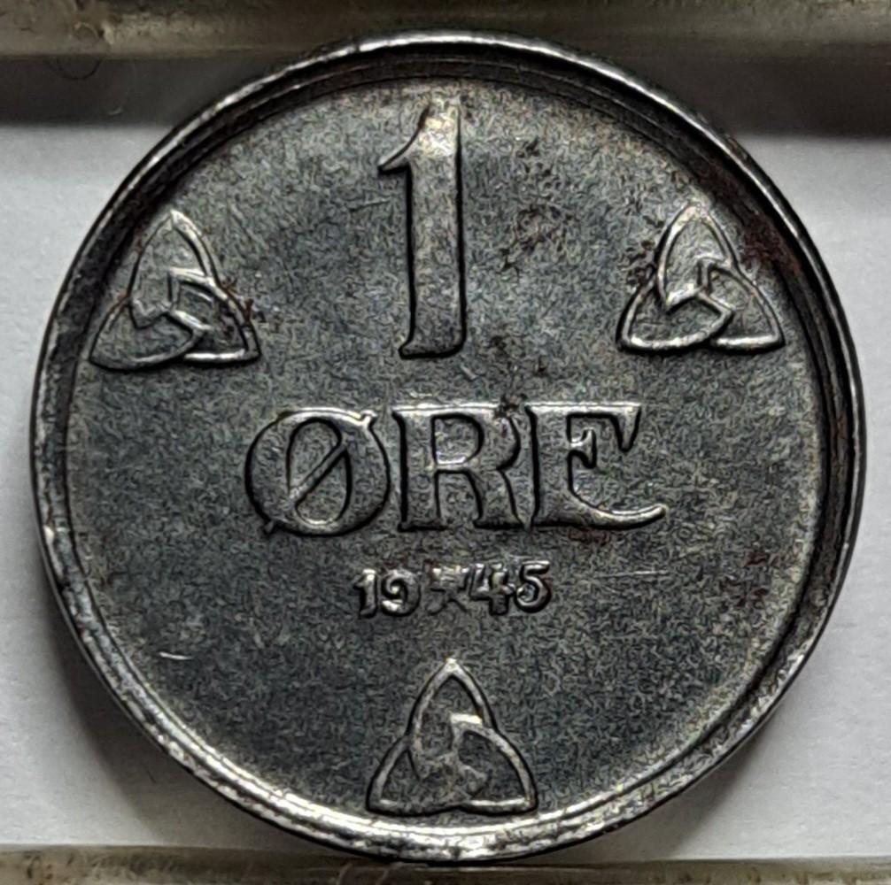 Norvegija 1 erė 1945 brokas KM#387 (7866)