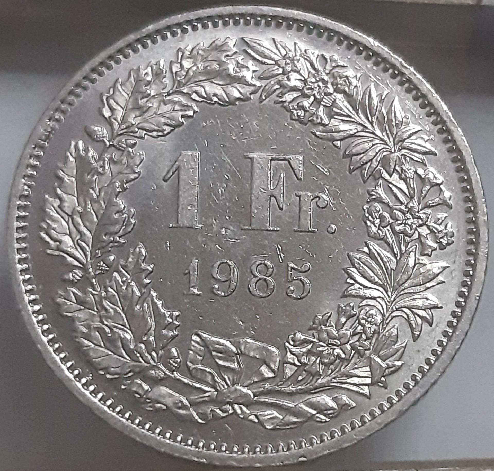 Šveicarija 1 frankas 1985 KM#24a (7878)