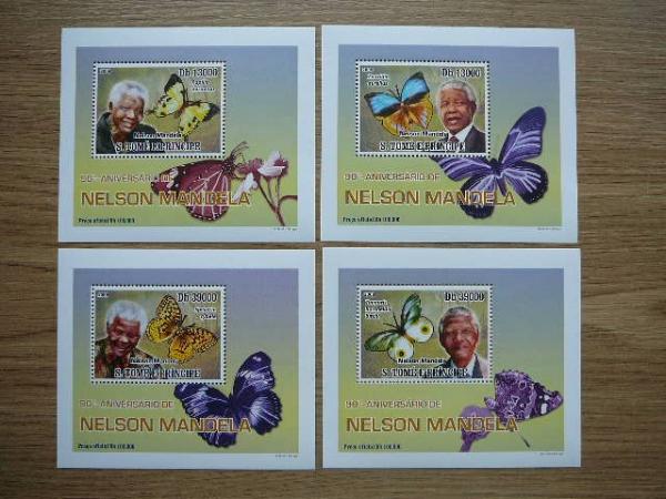 S. Tome 2009 Drugeliai N.Mandela MNH