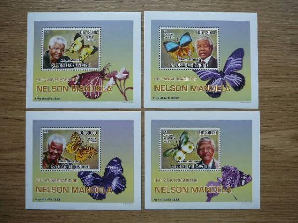 S. Tome 2009 Drugeliai N.Mandela MNH