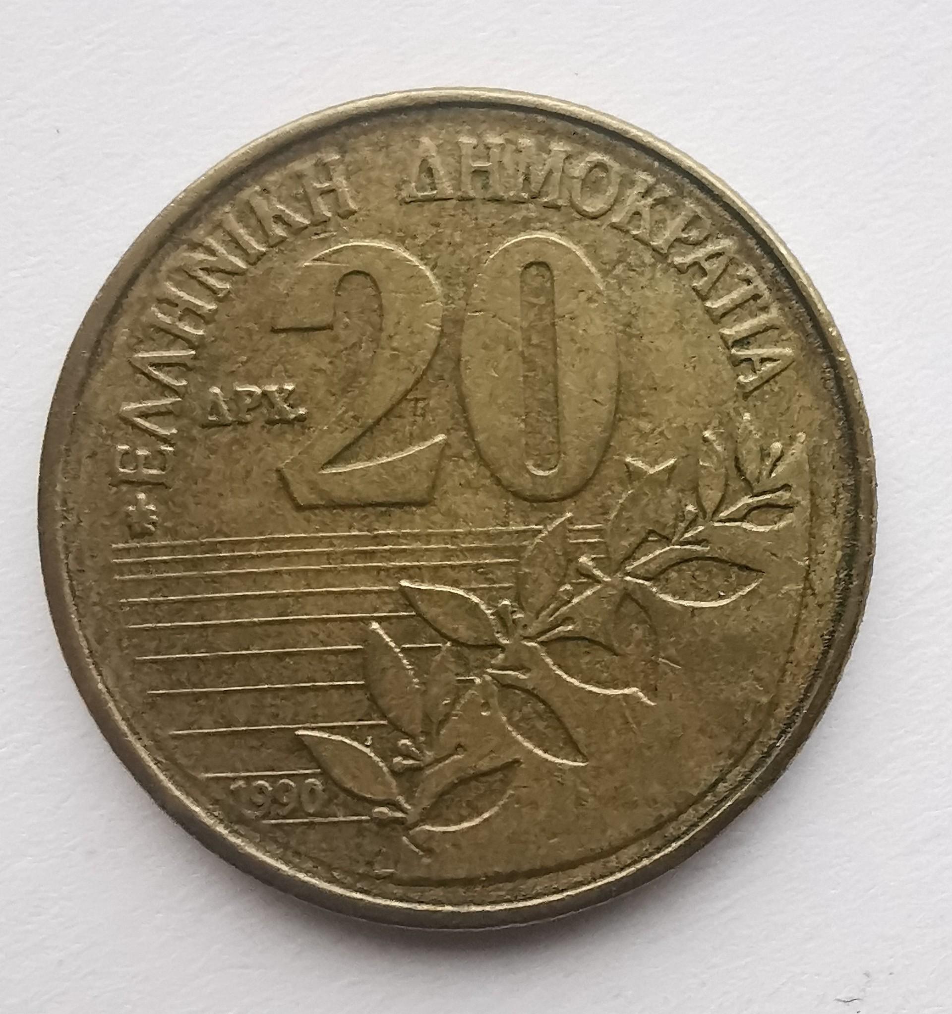 Graikija 20 drachmų 1990