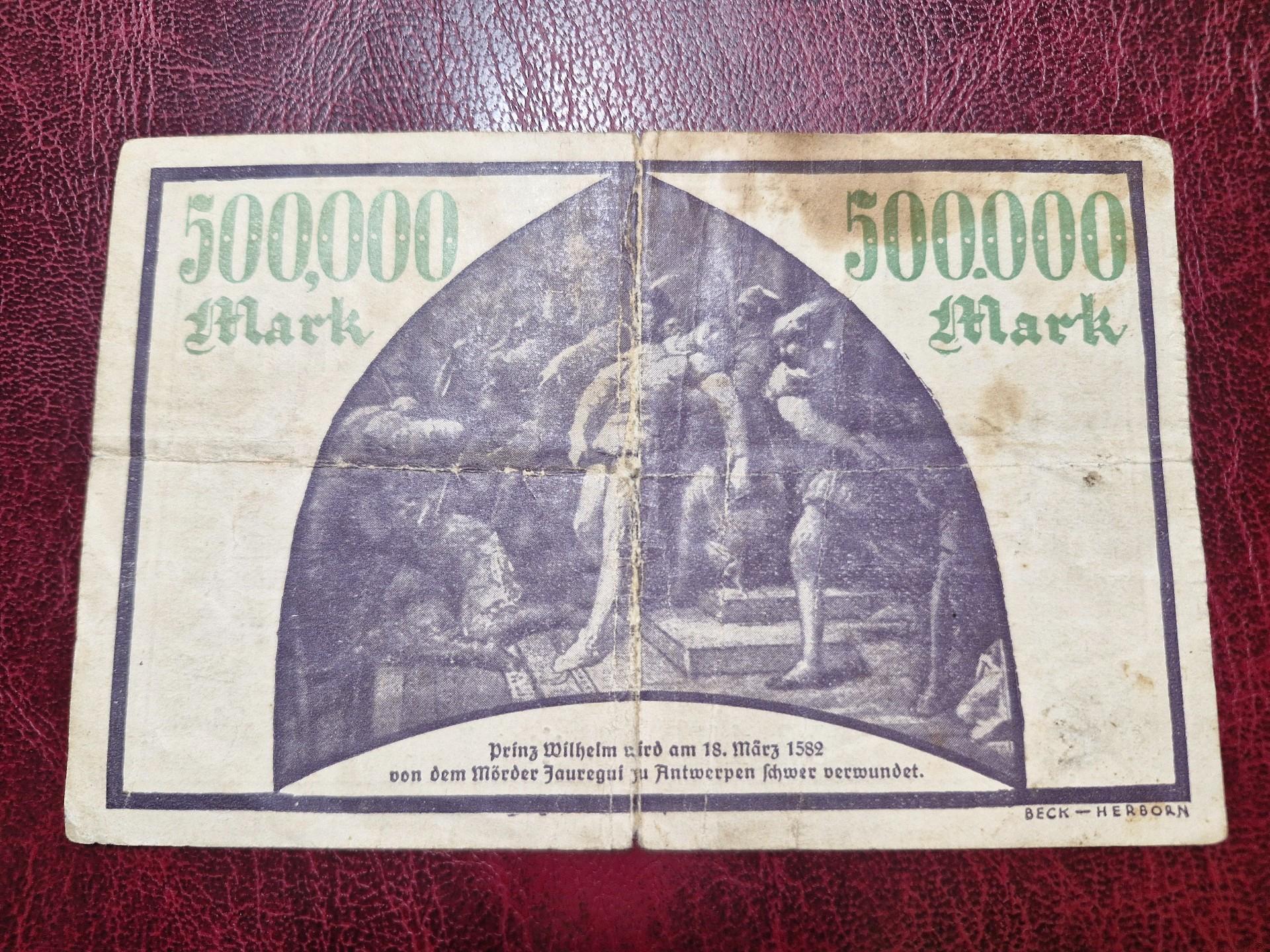 500,000 Mark 1923.08.16 Dillenburg Notgeld Germany