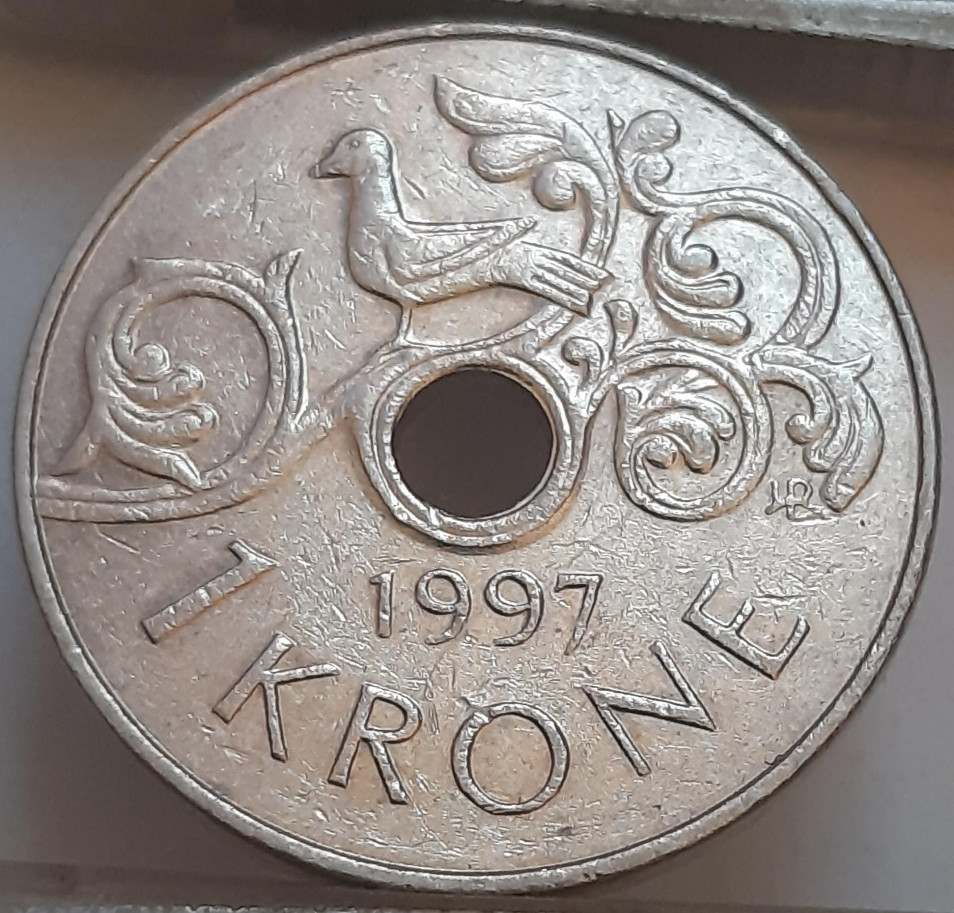 Norvegija 1 krona 1997 KM#462 (7943)