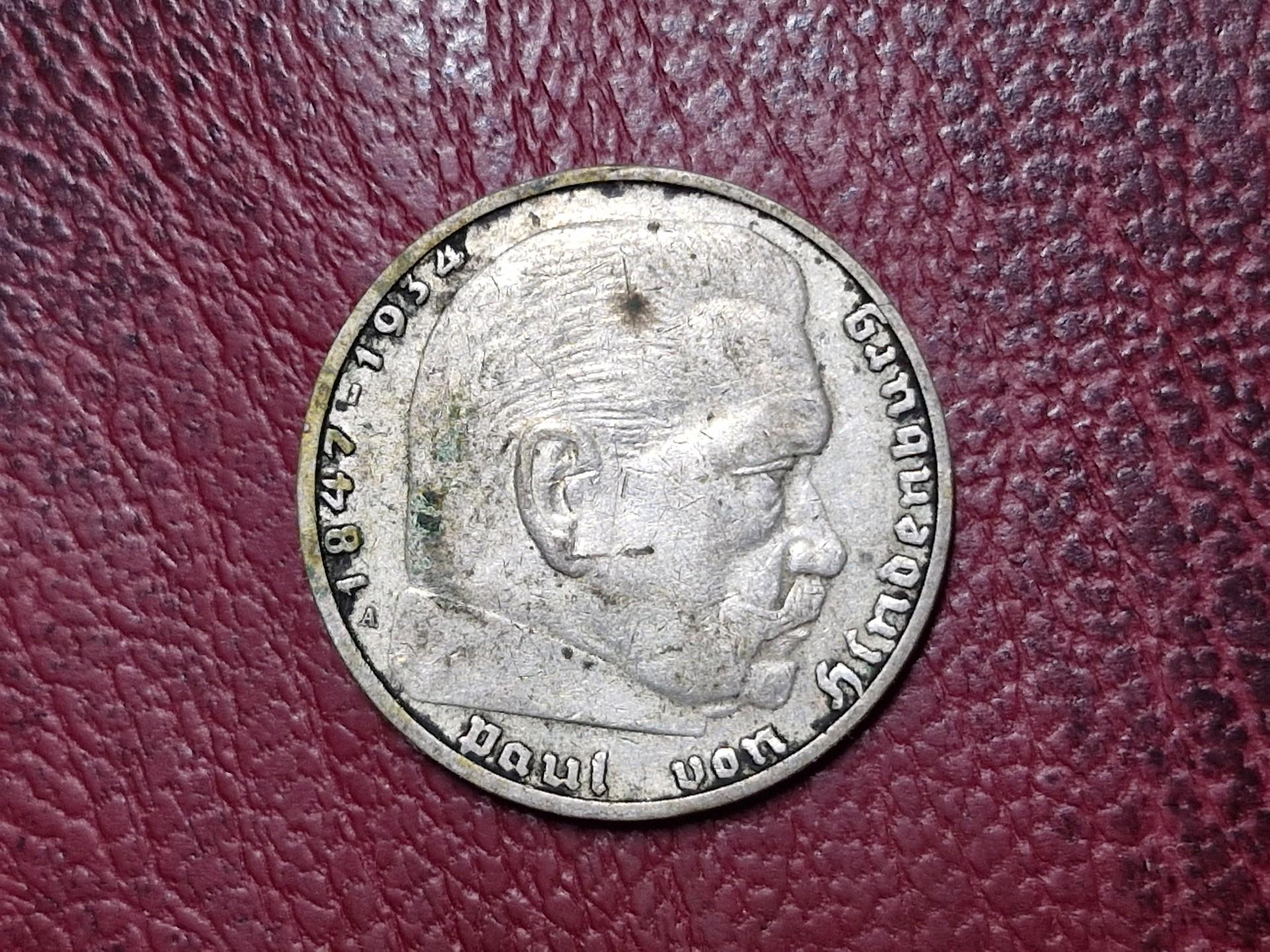 Trečiasis Reichas 2 reichsmarkės, 1937A KM# 93 AG