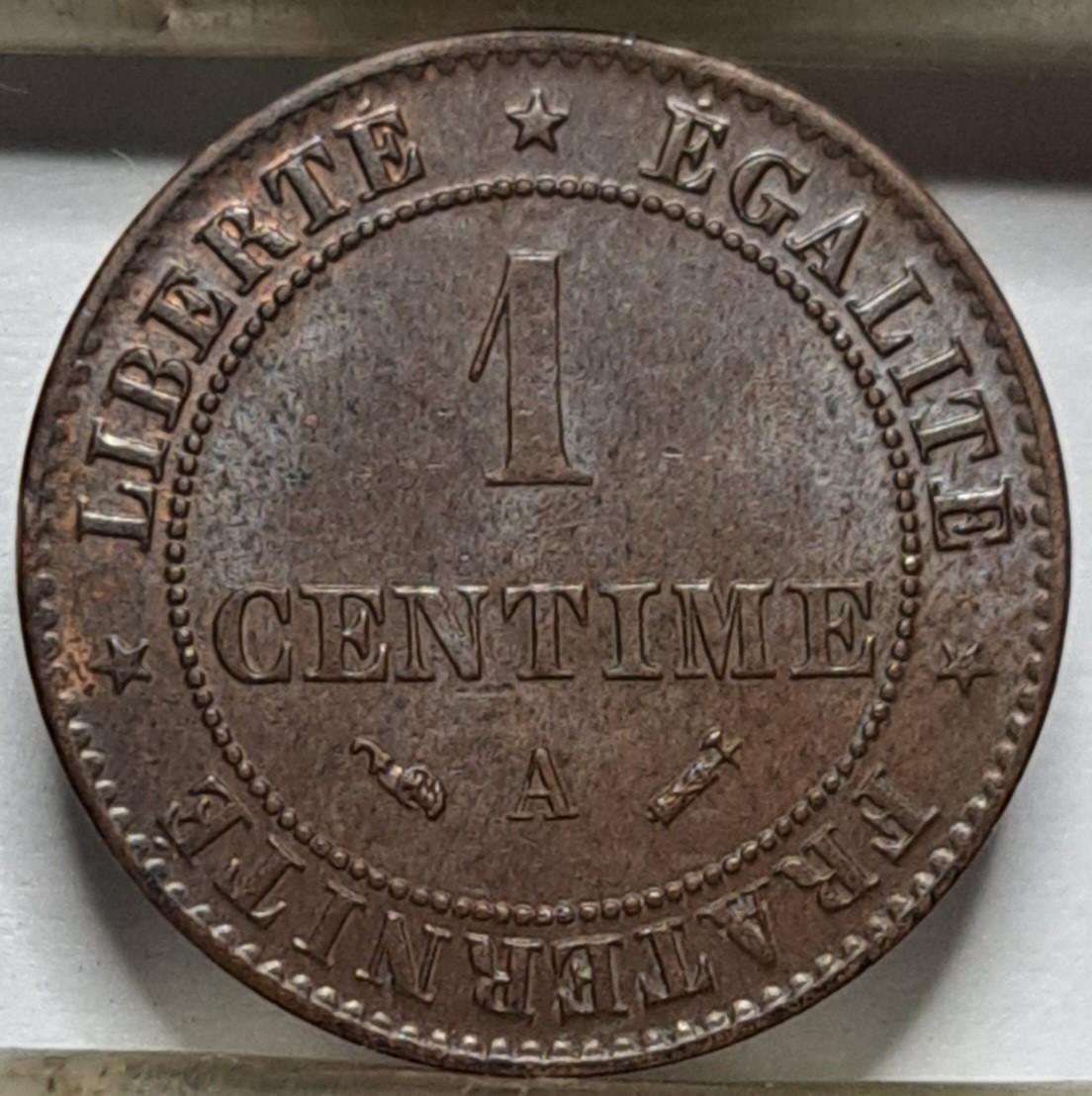 Prancūzija 1 santimas 1895 KM#826 (7953)