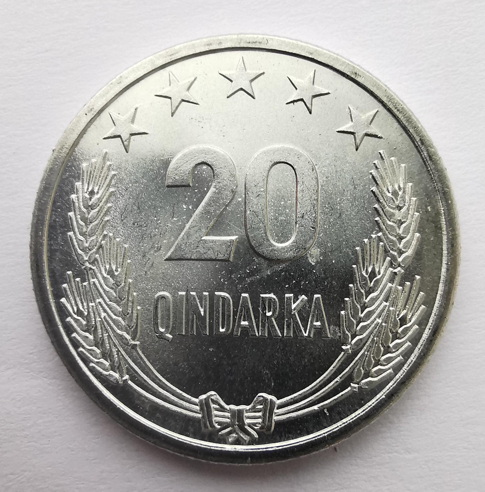 Albanija 20 qindarka 1964