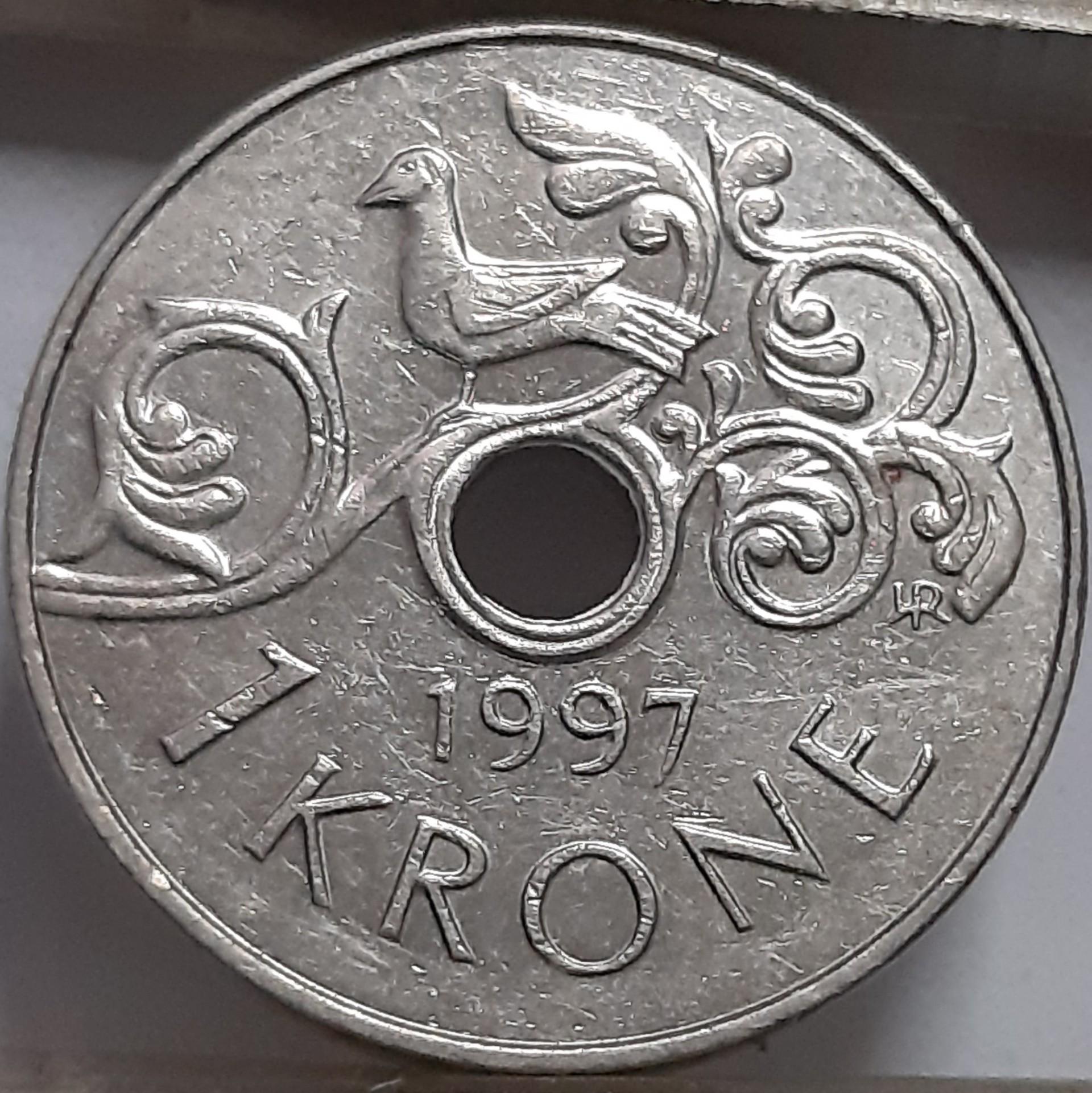 Norvegija 1 krona 1997 KM#462 (7961)