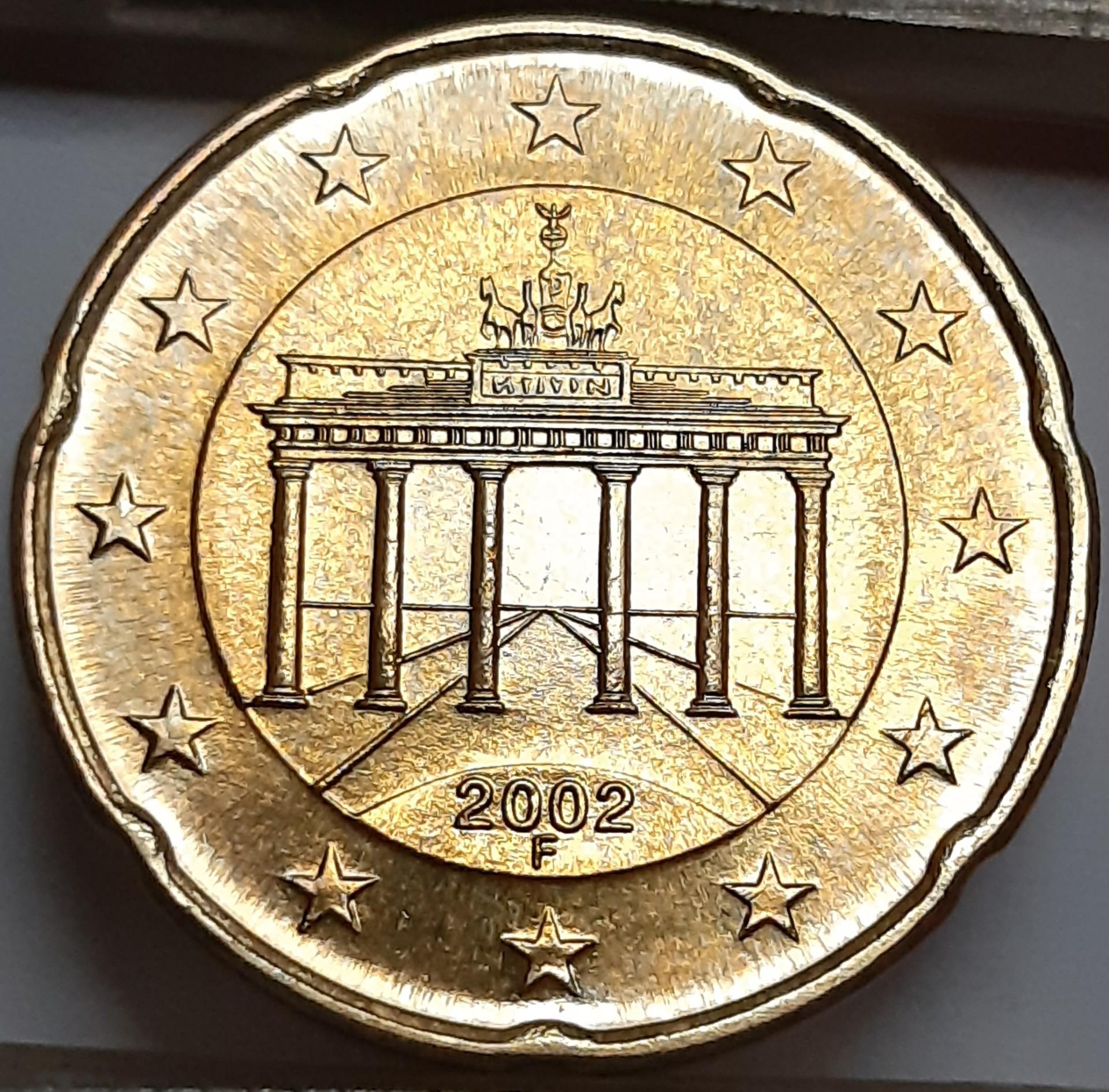 Vokietija 20 euro centų F 2002 UNC KM#211 (7979)