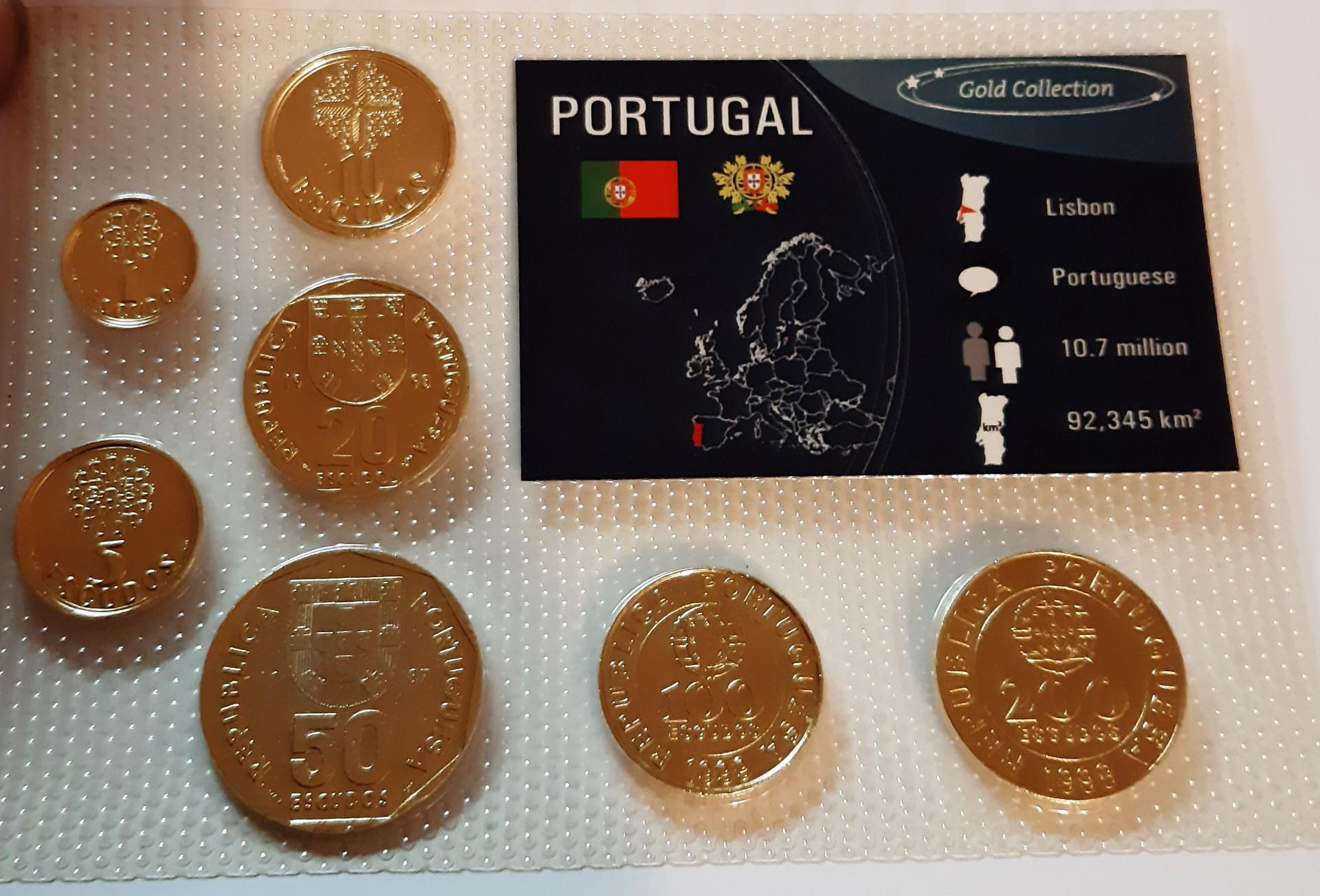 Portugalijos paauksuotų monetų rinkinys 1995-1999 (8032) 