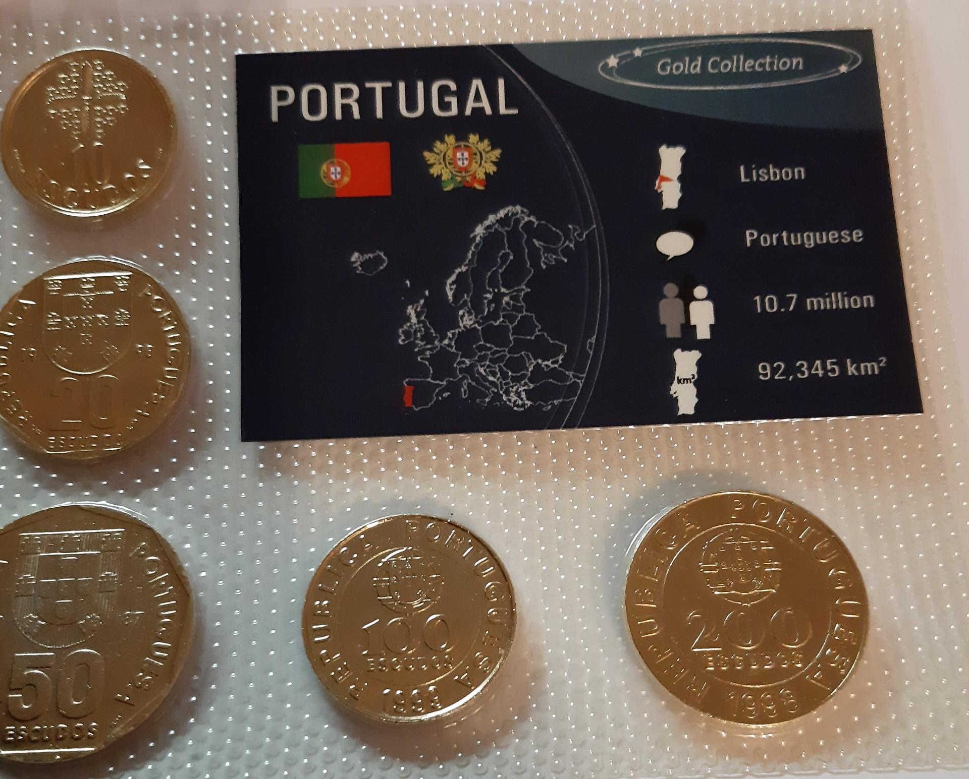 Portugalijos paauksuotų monetų rinkinys 1995-1999 (8032) 